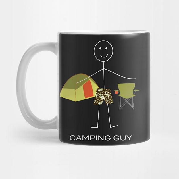 Funny Mens Camping Guy Illustration by whyitsme